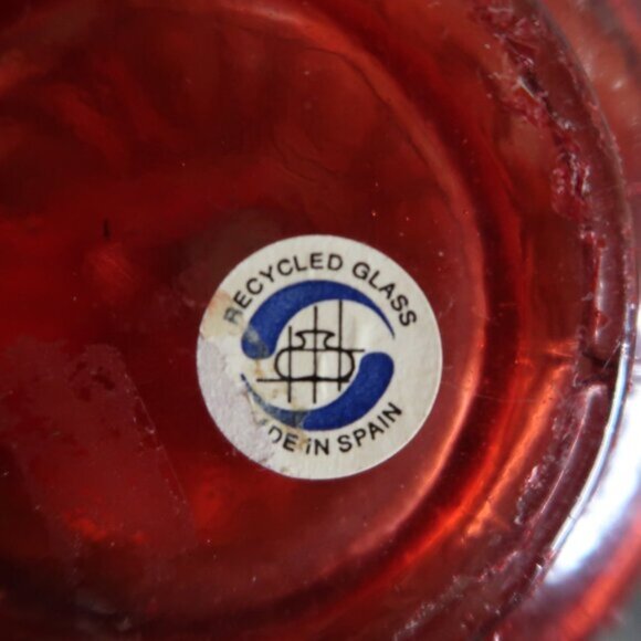 Vintage L.E. Smith Red Glass Moon & Stars Decenter w/o Stopper Recycled Spain - Picture 6 of 6